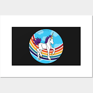 Rainbow Unicorn v12 — Dancing Uniquorn Illustration series Posters and Art